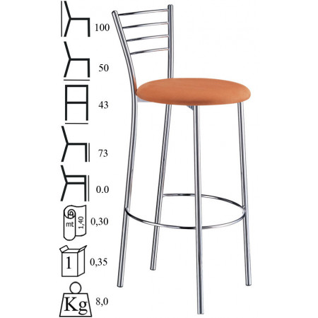 474  Chromed steel stool, upholstered or wooden seat