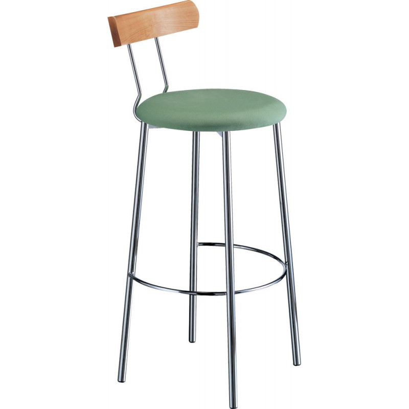 478  Chromed steel stool, upholstered or wooden seat