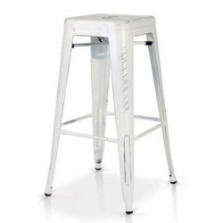 953  Antiqued steel stackable stool H 76 seat