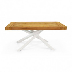 2269R Extending table, white steel base, worn white or knotty durmast wood melaminie finished