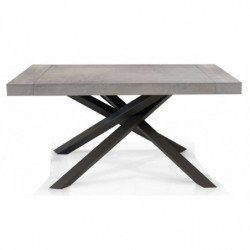 2270 Extending table with metal base and cement grey melamine top