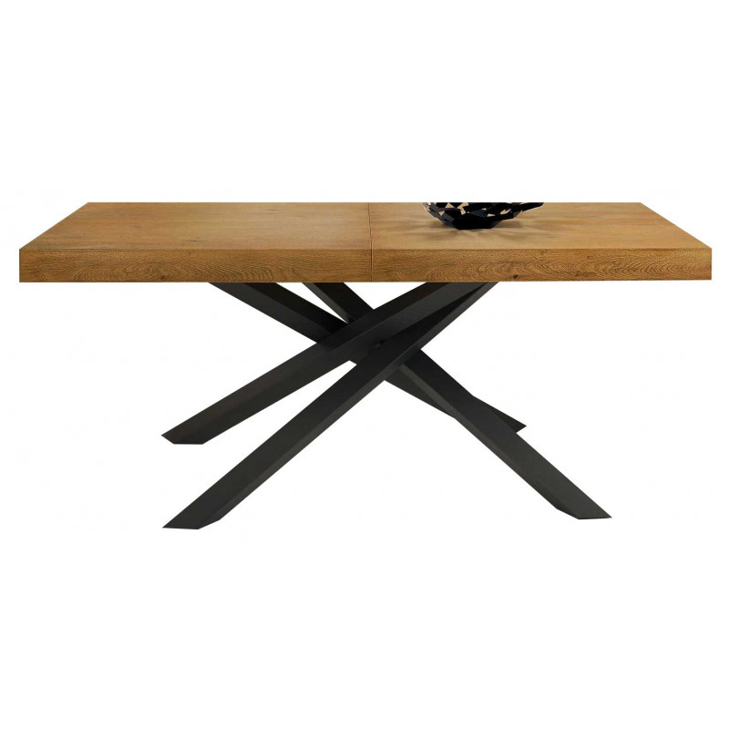 2272   Tavolo allungabile con base in metallo e piano in melaminico rovere grano