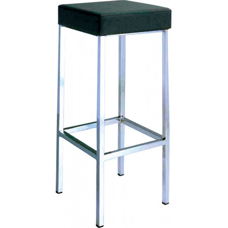 723  Sgabello cromato o verniciato nero, sedile in ecopelle, in legno, o in HPL