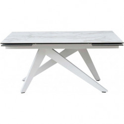 2264  Extending table with glass - ceramic top marble effect finishing