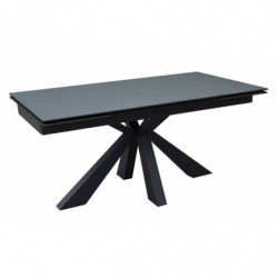 2262  Extending table with metal base and ceramic-glass stone effect finished top
