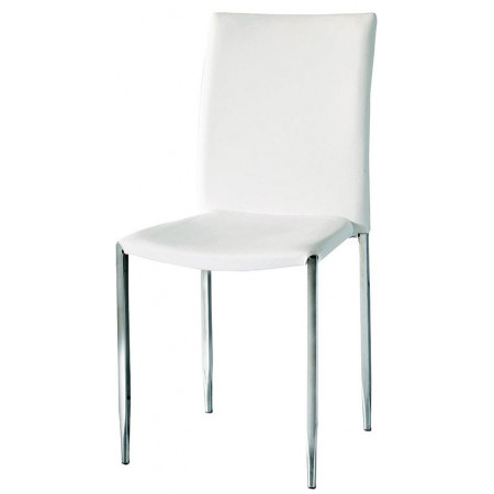 889  Chromed steel stackable chair, leatherette 3 colours upholstered seat
