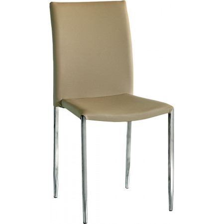 889  Chromed steel stackable chair, leatherette 3 colours upholstered seat