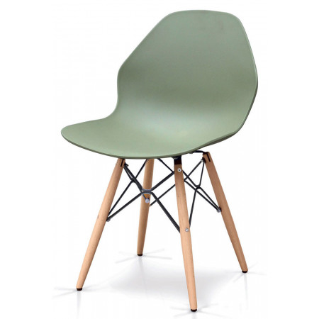 897  Sedia con base in faggio, scocca in plastica grigia o verde,