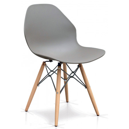 897  Sedia con base in faggio, scocca in plastica grigia o verde,