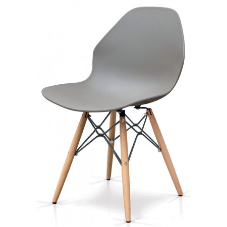 897  Sedia con base in faggio, scocca in plastica grigia o verde,
