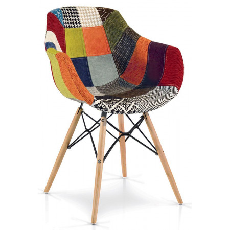 898  Sedia con base in faggio tappezzata patchwork