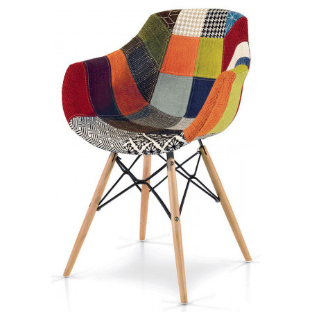 898  Sedia con base in faggio tappezzata patchwork