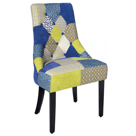 914  Poltroncina in legno tappezzata patchwork