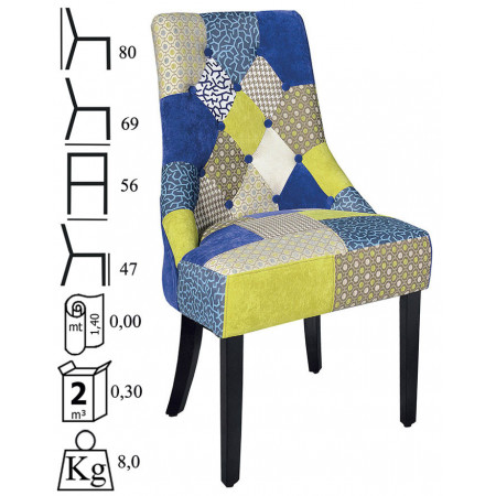 914  Poltroncina in legno tappezzata patchwork