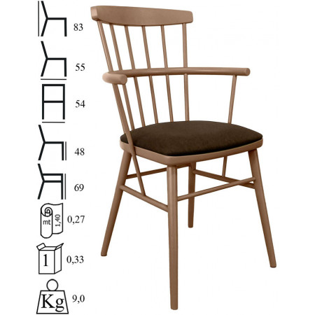 934/C Raw or finished beech wood armchair, finishes to choice