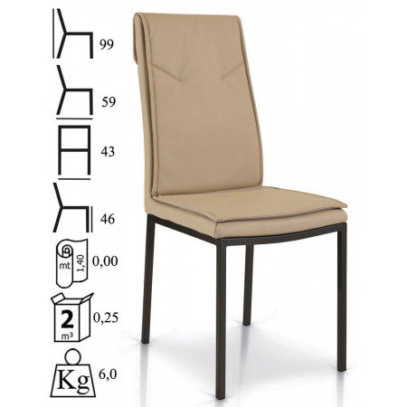 937  Steel chair frame, 3 colours leatherette upholstered seat