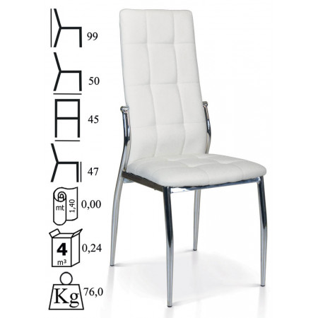 942  Steel chair frame, white or black leatherette upholstered seat