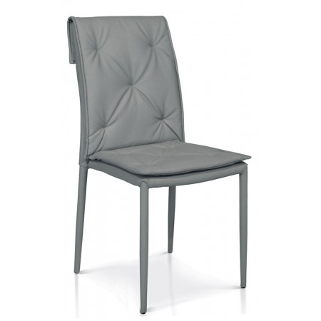 946  Steel chair frame, white or grey leatherette upholstered seat