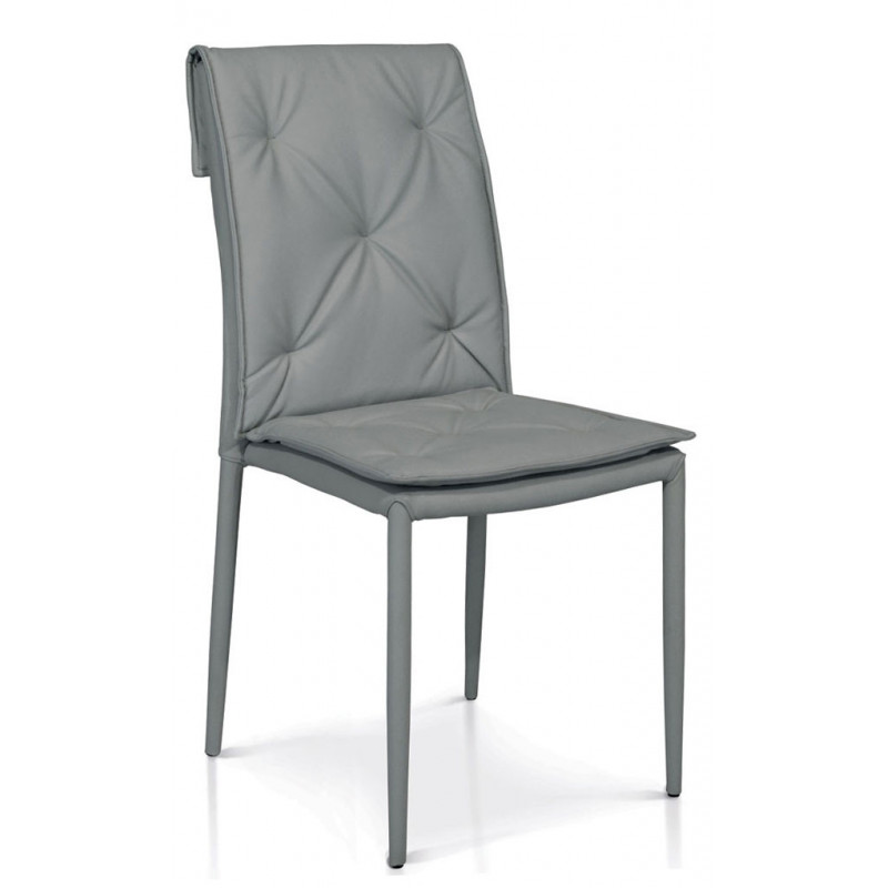 946  Steel chair frame, white or grey leatherette upholstered seat