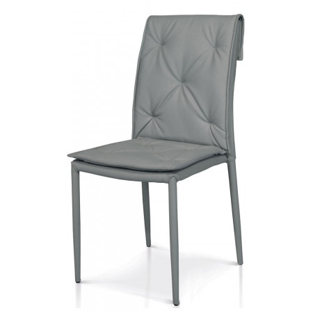 946  Steel chair frame, white or grey leatherette upholstered seat