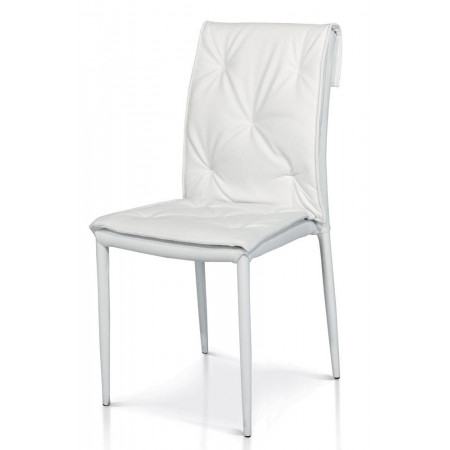946  Steel chair frame, white or grey leatherette upholstered seat