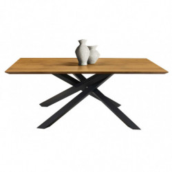 2276R tavolo con base in metallo e piano in rovere  massello lamellare nodato  finitura grano