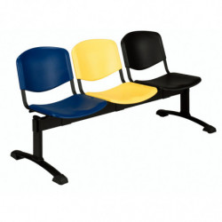 509P Waiting bench with 2, 3, 4, 5 plastic or upholstered seating, fabrics to choice