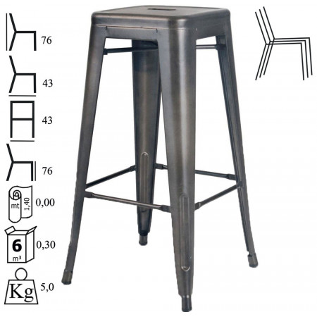 953  Antiqued steel stackable 3 colours stool