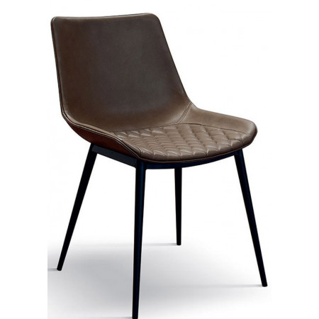 956  Sedia in metallo tappezzata ecopelle antracite o marron