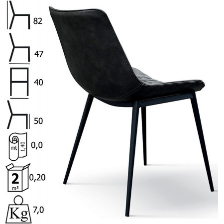 956  Metal chair frame, charcoal grey or brown leatherette upholstered shell
