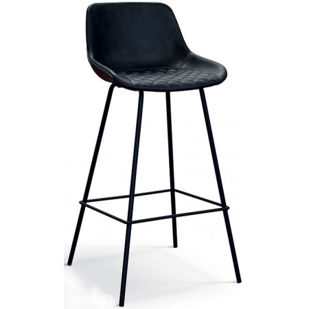 956/SG  Sgabello in metallo tappezzato ecopelle antracite