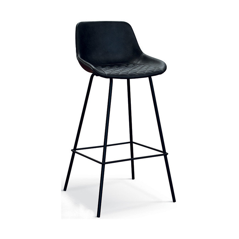 956/SG  Sgabello in metallo tappezzato ecopelle antracite