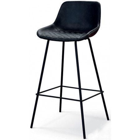 956/SG  Sgabello in metallo tappezzato ecopelle antracite
