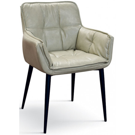 961  Poltrona in metallo tappezzata ecopelle grigia o beige