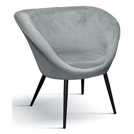963 Metal armchair frame, grey velvet upholstered shell