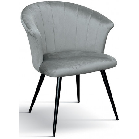 964 Metal armchair frame, grey velvet upholstered shell