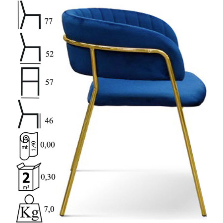 959  Metal chair frame, velvet 3 colours upholstered shell