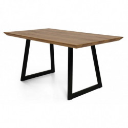 2281 tavolo con base in metallo e piano impiallacciato rovere