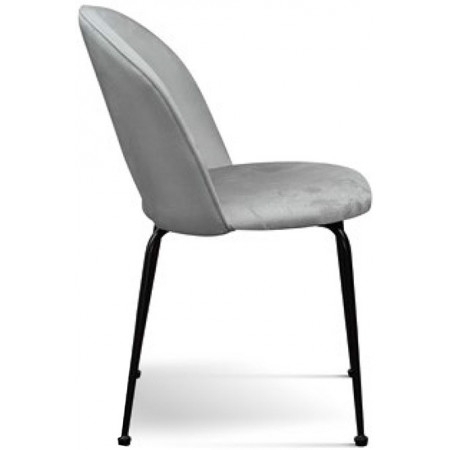 969  Sedia in metallo tappezzata con velluto beige o grigio