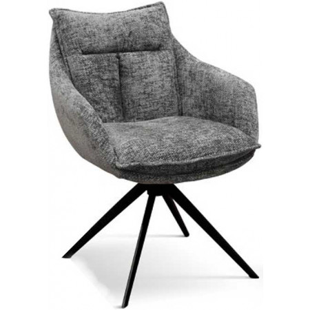 971  Poltrona in metallo tappezzata con tessuto grigio o nero