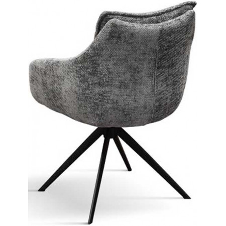 971  Metal armchair frame, grey or black fabric upholstered seat