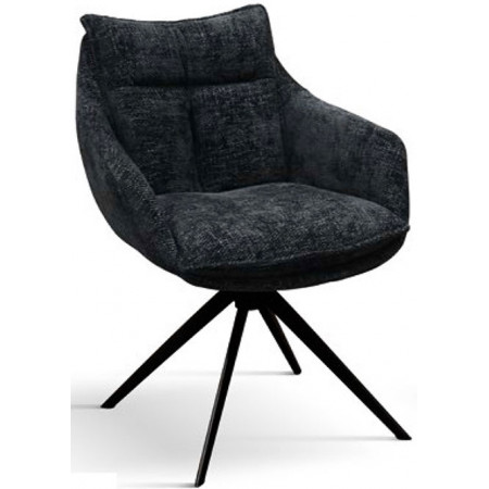 971  Metal armchair frame, grey or black fabric upholstered seat