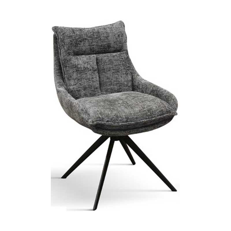 972  Poltrona in metallo tappezzata con tessuto grigio o nero
