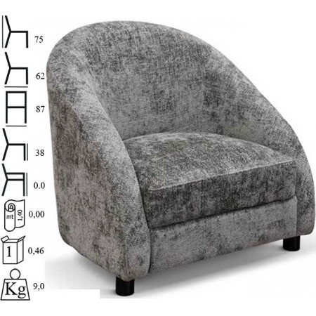 973  Poltrona tappezzata con tessuto grigio o verde