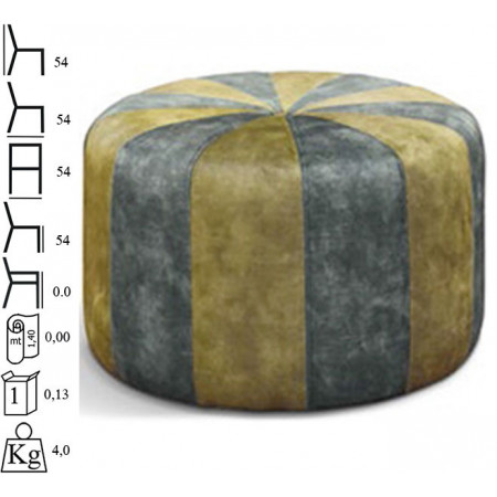 974  Pouf con scocca in legno tappezzato con velluto bicolore
