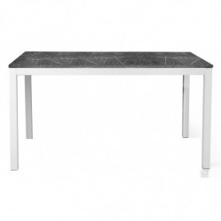 2283 Tavolo a libro o allungabile con base in metallo e piano in melaminico effetto marmo