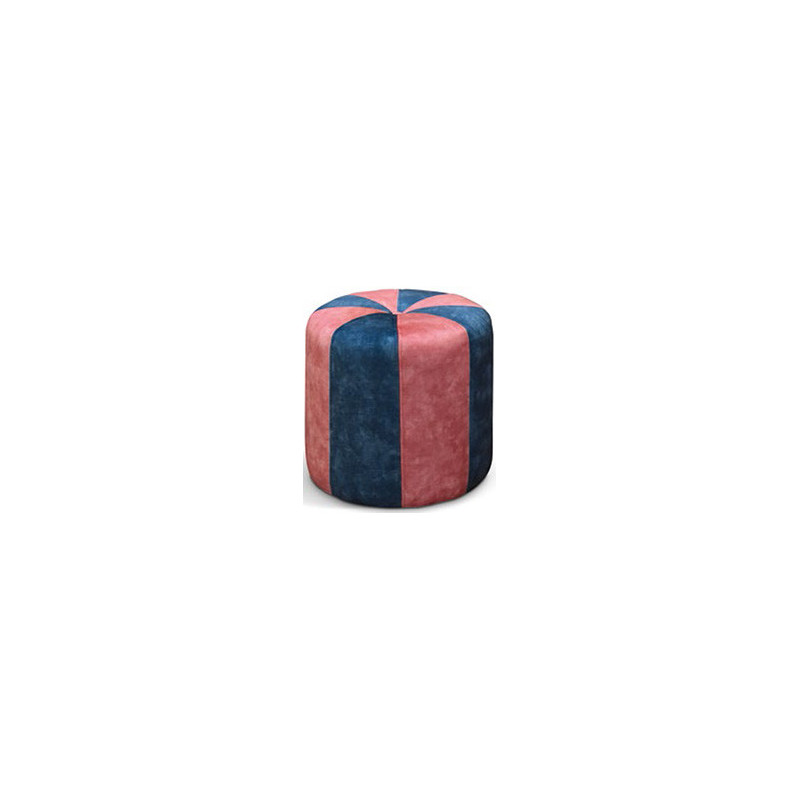 975  Pouf con scocca in legno tappezzato con velluto bicolore