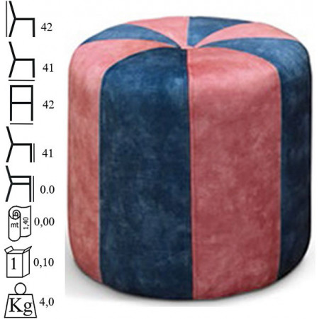 975  Pouf con scocca in legno tappezzato con velluto bicolore