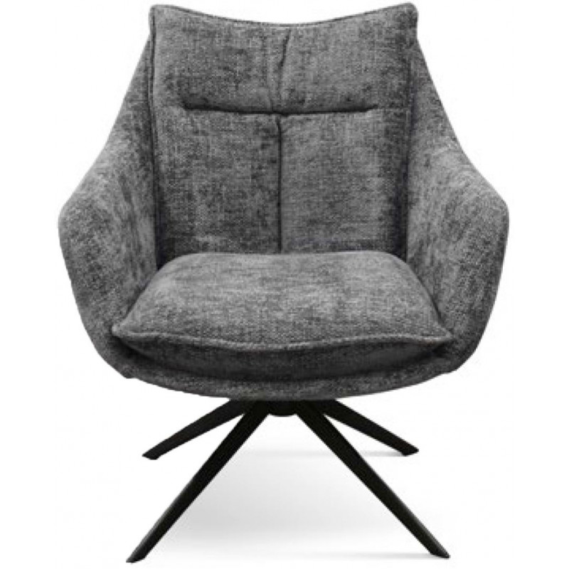 976  Metal armchair frame, grey or black fabric upholstered seat