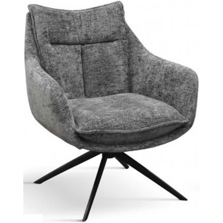 976  Metal armchair frame, grey or black fabric upholstered seat